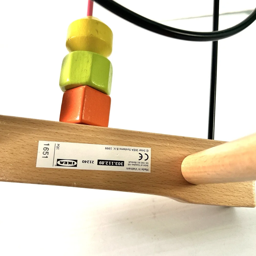 Ikea Wooden Bead Rollar Coaster Maze Toddler Toy 10 x 12 x 11 Motor Skills